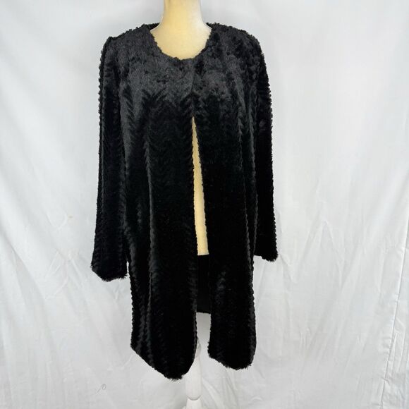 Women’s Fever Faux Fur Collared Black Lined Side Pockets Small Jacket - Picture 2 of 16